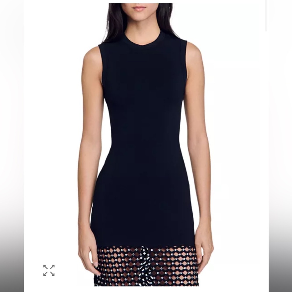 Sandro Elegant Black Knit Dress FR 38 / US M - Picture 2 of 8